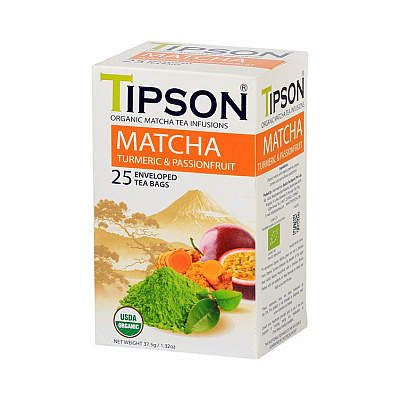 Čaj TIPSON BIO Matcha Turmeric & Passion Fruit 25x1