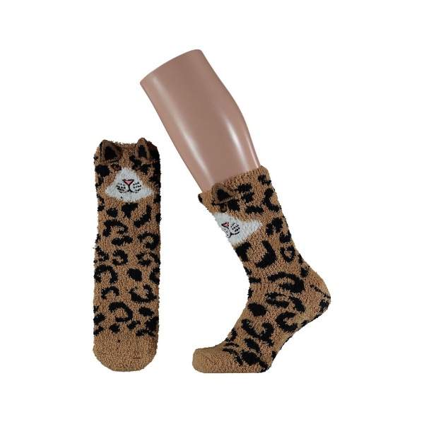 Ponožky dámské leopard 3D hnědo-černá Angro