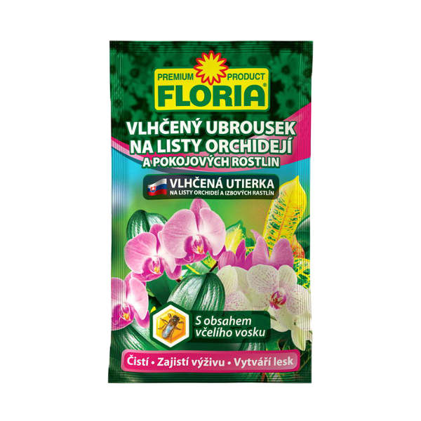 Ubrousek vlhčený na listy orchideje a pokoj FLORIA