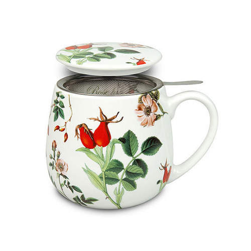 Hrnek buclák se sítkem a víčkem ROSE HIP porcelán 420ml Mug shop