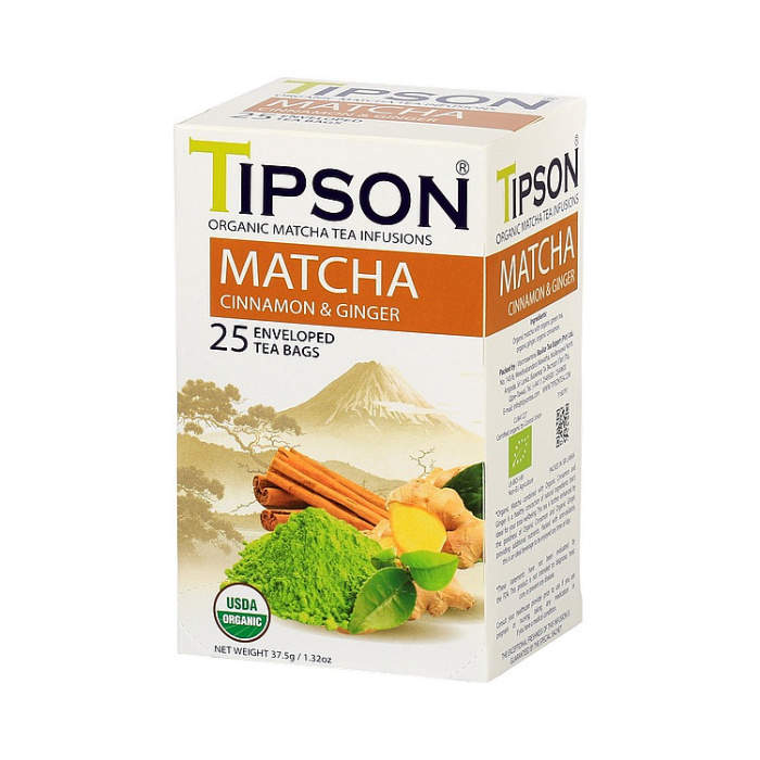 Čaj TIPSON BIO Matcha Cinnamon & Ginger 25x1