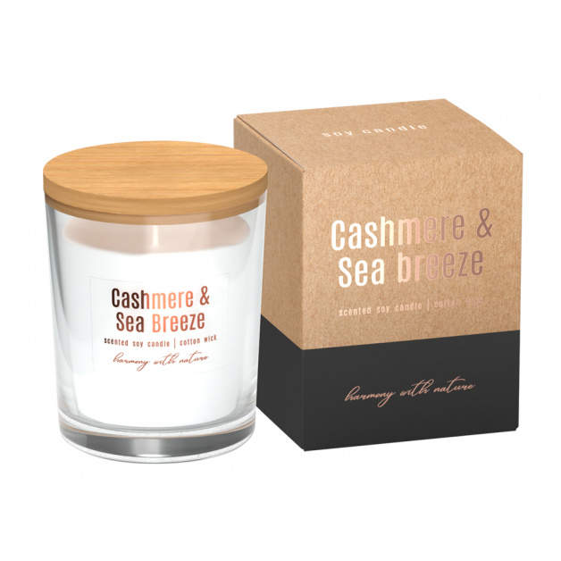 Svíčka vonná sklo s víčkem Cashmere & Sea Breeze 130g Nohel Garden