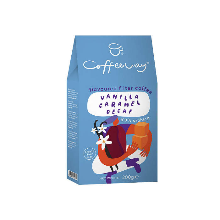 Káva COFFEEWAY Vanilla Caramel Decaf mletá 200g Mix Tee