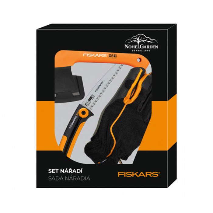 Set outdoor Fiskars - pilka + sekera + rukavice 3ks Fiskars