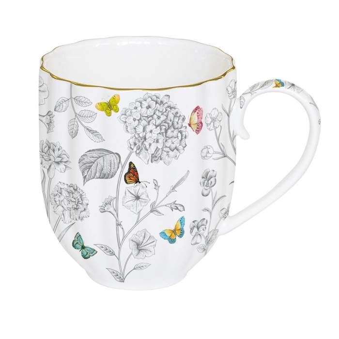 Hrnek porcelánový FLEURS ET PAPILLONS 300ml POZZI MILANO