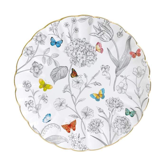 Talíř dezertní porcelánový FLEURS ET PAPILLONS 19cm POZZI MILANO