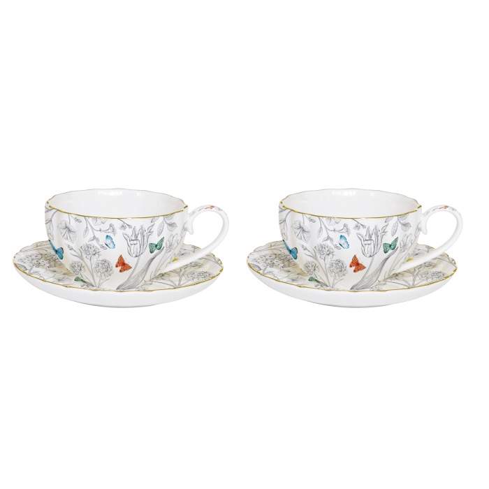 Šálek a podšálek porcelánový FLEURS ET PAPILLONS 100ml 2ks POZZI MILANO