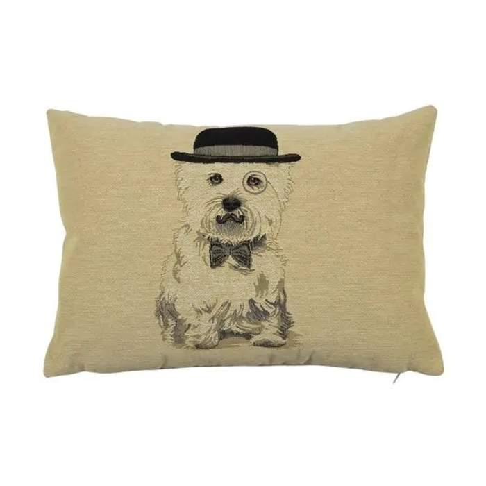 Polštář SHERLOCK pes westie bavlněný béžový 30x45cm Mars & More