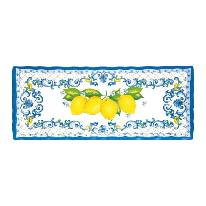 Tác hranatý porcelánový SORRENTO bílo-modrý 48x20cm POZZI MILANO