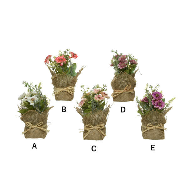 Kalanchoe hrnková umělá jutový obal mix 17cm Kaemingk