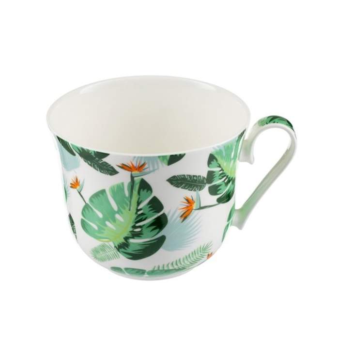 Hrnek porcelánový IGLOO monstera bílo-zelený 0